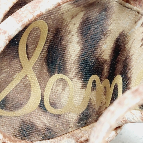 Sam Edelman Taryn Snakeskin Brown Tan High Heel Platform Sandals T703 - Picture 10 of 13